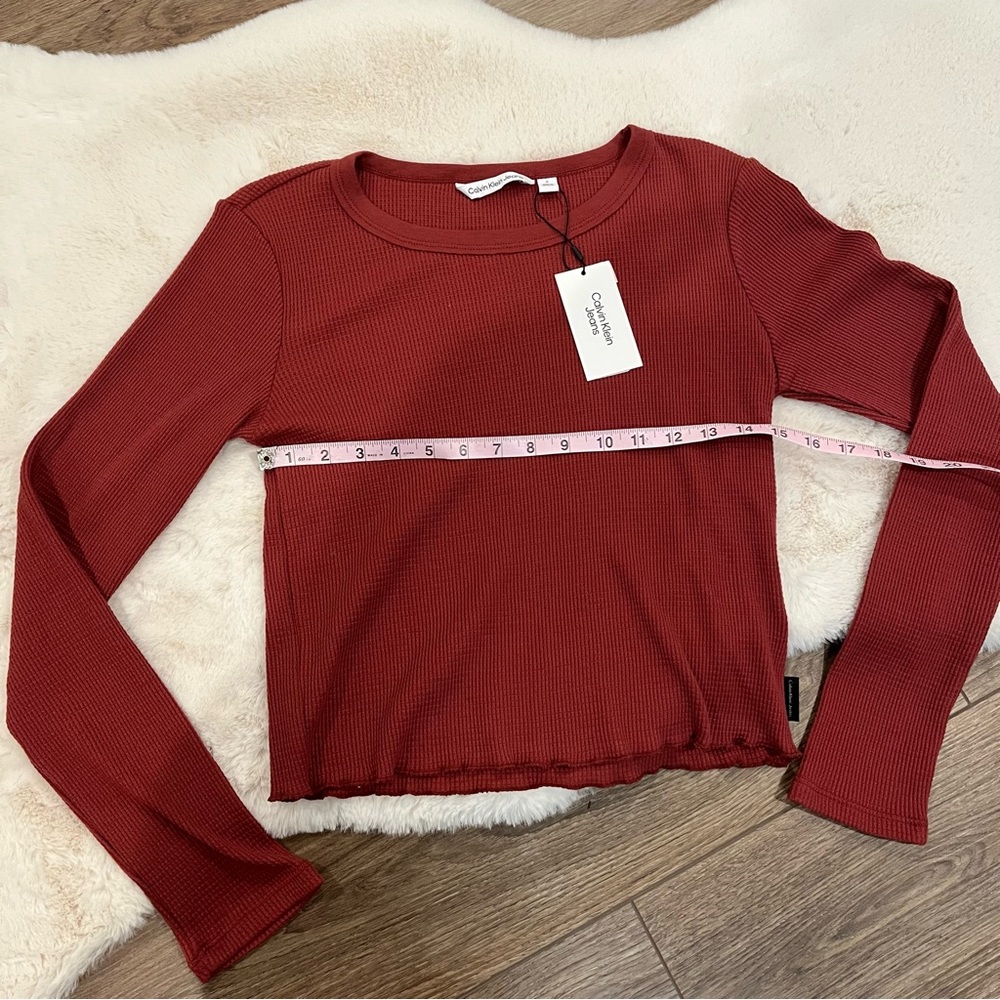 NWT Calvin Klein Long Sleeve Waffle Top Size Medium - Picture 4 of 5